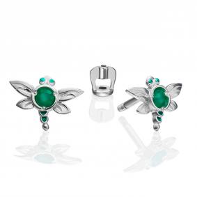 Серебряные серьги Platina 02-4639-00-274-0200-68 с эмалью и халцедоном 02-4639-00-274-0200-68 фото