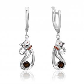 Серебряные серьги Platina 02-4644-00-202-0200-68 с кварцем и эмалью 02-4644-00-202-0200-68 фото