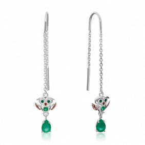 Серебряные серьги Platina 02-4645-00-274-0200-68 с эмалью и халцедоном 02-4645-00-274-0200-68 фото