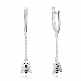 Серебряные серьги Platina 02-4650-00-102-0200-72 с сапфиром и эмалью 02-4650-00-102-0200-72 фото