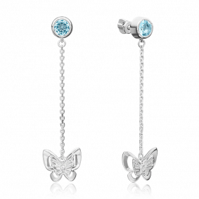 Серебряные серьги Platina 02-4659-00-114-0200-72 с топазом и сапфиром 02-4659-00-114-0200-72 фото