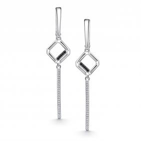 Серебряные серьги АЛЬКОР 02-4679/КЦ10-17 с фианитом 02-4679/КЦ10-17 фото