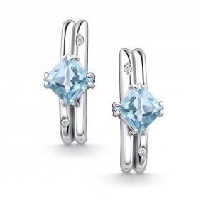 Серебряные серьги АЛЬКОР 02-4680/БРТБ-00 с топазом и бриллиантом 02-4680/БРТБ-00 фото