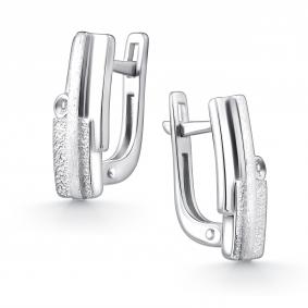 Серебряные серьги АЛЬКОР 02-4693/000Б-00 с бриллиантом 02-4693/000Б-00 фото