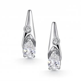 Серебряные серьги АЛЬКОР 02-4699/БРГХ-00 с бриллиантом и горным хрусталём 02-4699/БРГХ-00 фото