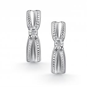 Серебряные серьги АЛЬКОР 02-4715/000Б-00 с бриллиантом 02-4715/000Б-00 фото