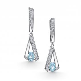 Серебряные серьги АЛЬКОР 02-4723/00ТБ-00 с топазом и фианитом 02-4723/00ТБ-00 фото