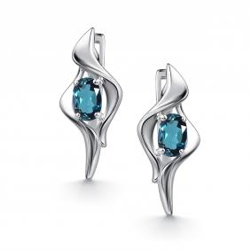 Серебряные серьги АЛЬКОР 02-4724/00ТЛ-00 с Лондон топазом 02-4724/00ТЛ-00 фото