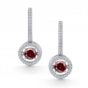 Серебряные серьги АЛЬКОР 02-4751/00ГР-00 с фианитом и гранатом 02-4751/00ГР-00 фото