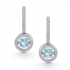 Серебряные серьги АЛЬКОР с танцующим топазом и фианитом 02-4751/00ТБ-00 02-4751/00ТБ-00 фото