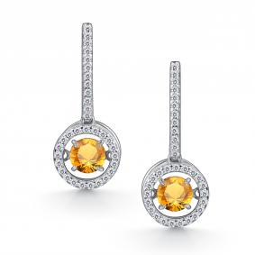 Серебряные серьги АЛЬКОР с танцующим цитрином и фианитом 02-4751/00ЦТ-00 02-4751/00ЦТ-00 фото