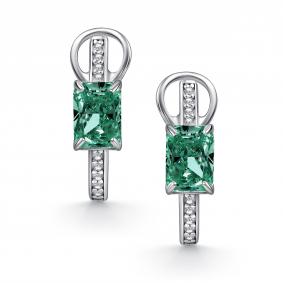Серебряные серьги АЛЬКОР с бриллианитом и фианитом 02-4761/0БТ4-00 02-4761/0БТ4-00 фото