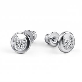 Серебряные серьги АЛЬКОР 02-4782/00КЦ-00 с фианитом 02-4782/00КЦ-00 фото