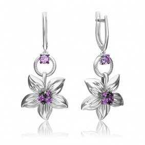 Серебряные серьги Platina 02-4799-00-203-0200-68 с аметистом 02-4799-00-203-0200-68 фото