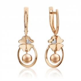 Серьги из комбинированного золота Platina 02-4816-00-101-1111-77 с бриллиантом 02-4816-00-101-1111-77 фото
