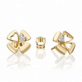 Серьги из комбинированного золота Platina 02-4821-00-101-1121 с бриллиантом 02-4821-00-101-1121 фото