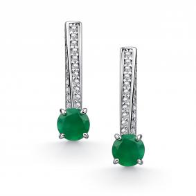 Серебряные серьги АЛЬКОР 02-4846/00АГ-00 с фианитом и агатом 02-4846/00АГ-00 фото