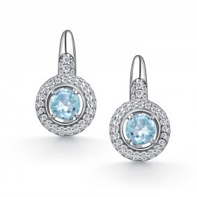 Серебряные серьги АЛЬКОР 02-4847/00ТБ-00 с топазом и фианитом 02-4847/00ТБ-00 фото