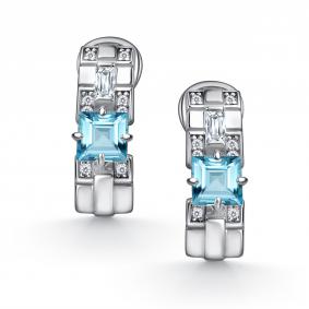 Серебряные серьги АЛЬКОР 02-4848/00ТБ-00 с топазом и фианитом 02-4848/00ТБ-00 фото