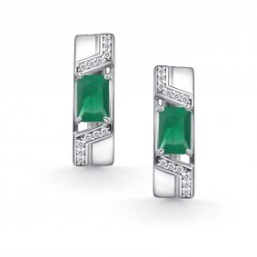 Серебряные серьги АЛЬКОР 02-4850/00АГ-00 с фианитом и агатом 02-4850/00АГ-00 фото