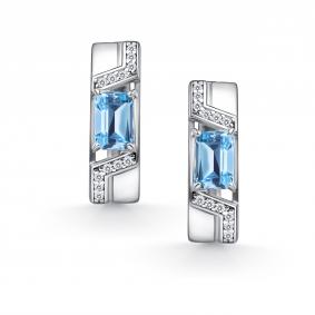 Серебряные серьги АЛЬКОР 02-4850/00ТБ-00 с топазом и фианитом 02-4850/00ТБ-00 фото