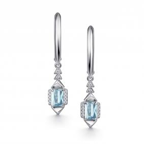 Серебряные серьги АЛЬКОР 02-4853/00ТБ-00 с топазом и фианитом 02-4853/00ТБ-00 фото
