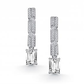 Серебряные серьги АЛЬКОР 02-4856/00ГХ-00 с фианитом и горным хрусталём 02-4856/00ГХ-00 фото
