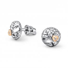 Серебряные серьги АЛЬКОР с золотой накладкой и бриллиантом 02-4875/000Б-00 02-4875/000Б-00 фото