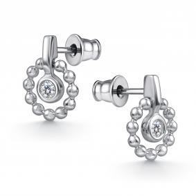 Серебряные серьги АЛЬКОР 02-4908/00СВ-00 с фианитом 02-4908/00СВ-00 фото