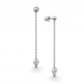 Серебряные серьги АЛЬКОР 02-4909/00СВ-00 с фианитом 02-4909/00СВ-00 фото