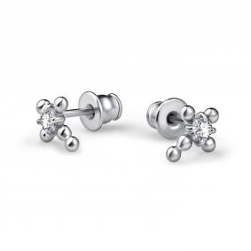 Серебряные серьги АЛЬКОР 02-4910/00КЦ-00 с фианитом 02-4910/00КЦ-00 фото