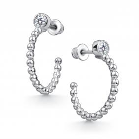 Серебряные серьги АЛЬКОР 02-4914/00СВ-00 с фианитом 02-4914/00СВ-00 фото