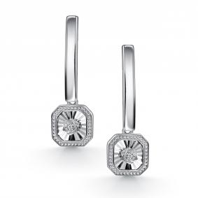 Серебряные серьги АЛЬКОР 02-4939/000Б-00 с бриллиантом 02-4939/000Б-00 фото