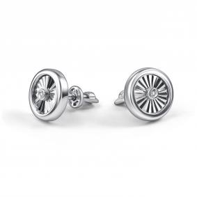 Серебряные серьги АЛЬКОР 02-4940/000Б-00 с бриллиантом 02-4940/000Б-00 фото