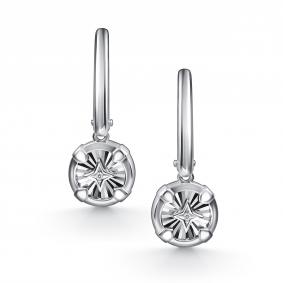 Серебряные серьги АЛЬКОР 02-4941/000Б-00 с бриллиантом 02-4941/000Б-00 фото