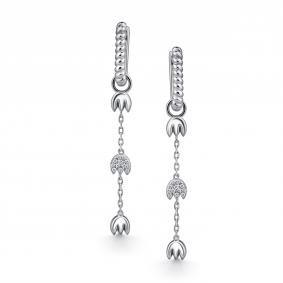 Серебряные серьги-трансформеры АЛЬКОР с фианитом 02-4945/00КЦ-00 02-4945/00КЦ-00 фото