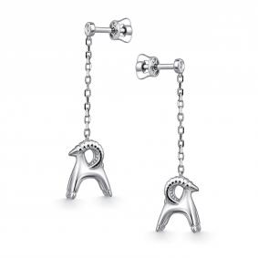 Серебряные серьги АЛЬКОР 02-4957/00КЦ-00 с фианитом 02-4957/00КЦ-00 фото