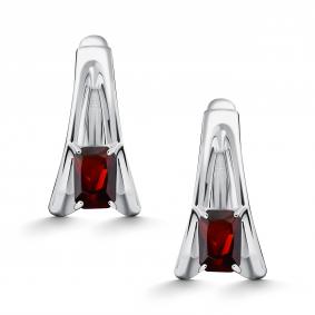 Серебряные серьги АЛЬКОР 02-5013/00ГР-00 с гранатом 02-5013/00ГР-00 фото