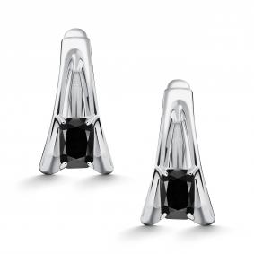 Серебряные серьги АЛЬКОР 02-5013/00ОН-00 с ониксом 02-5013/00ОН-00 фото