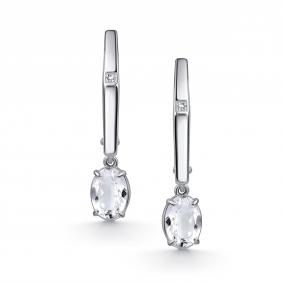 Серебряные серьги АЛЬКОР 02-5024/БРГХ-00 с бриллиантом и горным хрусталём 02-5024/БРГХ-00 фото