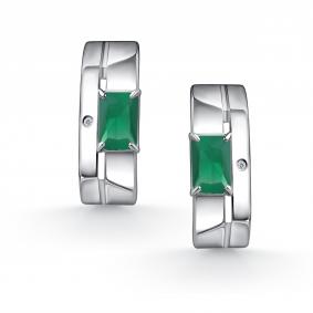 Серебряные серьги АЛЬКОР 02-5027/БРАГ-00 с бриллиантом и агатом 02-5027/БРАГ-00 фото