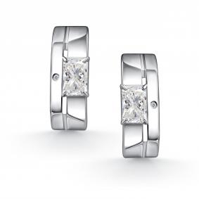 Серебряные серьги АЛЬКОР 02-5027/БРГХ-00 с бриллиантом и горным хрусталём 02-5027/БРГХ-00 фото