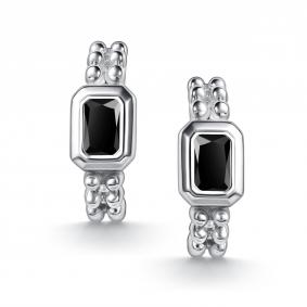 Серебряные серьги АЛЬКОР 02-5028/00ОН-00 с ониксом 02-5028/00ОН-00 фото