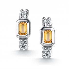 Серебряные серьги АЛЬКОР 02-5028/00ЦТ-00 с цитрином 02-5028/00ЦТ-00 фото
