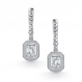Серебряные серьги АЛЬКОР 02-5029/00ГХ-00 с фианитом и горным хрусталём 02-5029/00ГХ-00 фото