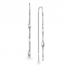 Серебряные серьги АЛЬКОР 02-5031/0ЖСВ-00 с жемчугом 02-5031/0ЖСВ-00 фото