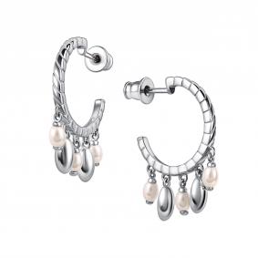 Серебряные серьги АЛЬКОР 02-5032/0ЖСВ-00 с жемчугом 02-5032/0ЖСВ-00 фото