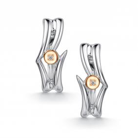 Серебряные серьги АЛЬКОР с золотой накладкой и бриллиантом 02-5044/000Б-00 02-5044/000Б-00 фото