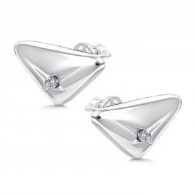 Серебряные серьги АЛЬКОР 02-5049/000Б-00 с бриллиантом 02-5049/000Б-00 фото