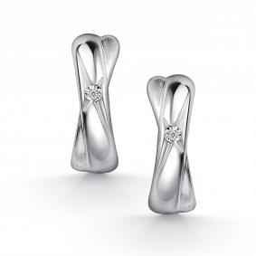 Серебряные серьги АЛЬКОР 02-5050/000Б-00 с бриллиантом 02-5050/000Б-00 фото